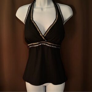 Woman’s La Blanca Black Halter Tankini Top w/bra support NWOT